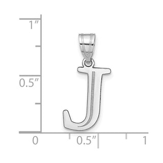 14k White Gold Polished Etched Letter J Initial Pendant