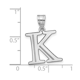 14k White Gold Polished Etched Letter K Initial Pendant