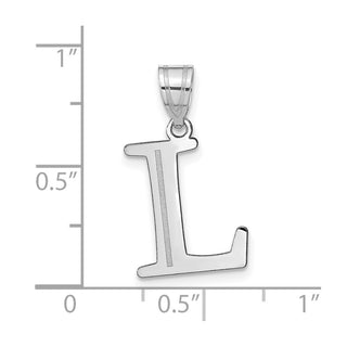 14k White Gold Polished Etched Letter L Initial Pendant