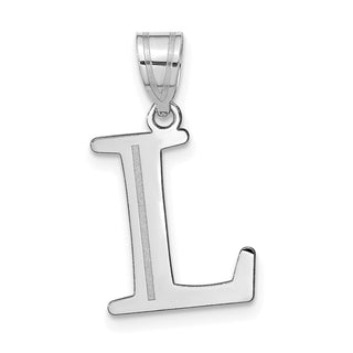 14k White Gold Polished Etched Letter L Initial Pendant