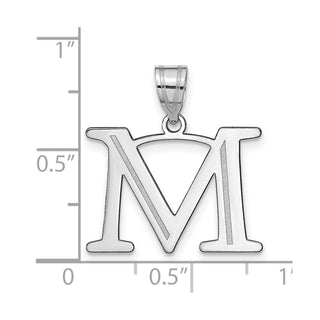 14k White Gold Polished Etched Letter M Initial Pendant