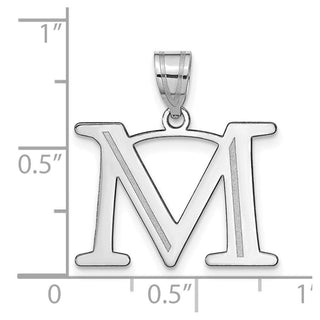 14k White Gold Polished Etched Letter M Initial Pendant