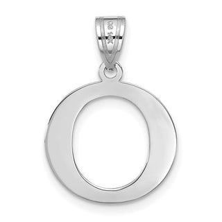 14k White Gold Polished Etched Letter O Initial Pendant