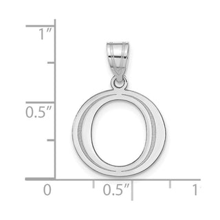 14k White Gold Polished Etched Letter O Initial Pendant