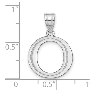 14k White Gold Polished Etched Letter O Initial Pendant