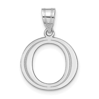 14k White Gold Polished Etched Letter O Initial Pendant