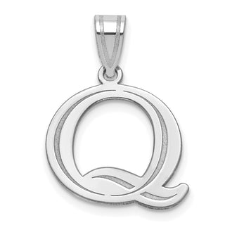 14k White Gold Polished Etched Letter Q Initial Pendant