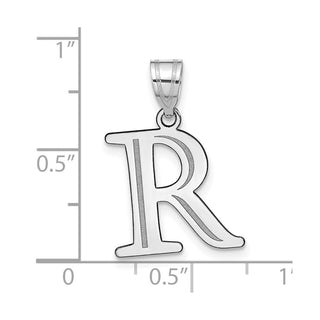 14k White Gold Polished Etched Letter R Initial Pendant