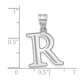14k White Gold Polished Etched Letter R Initial Pendant