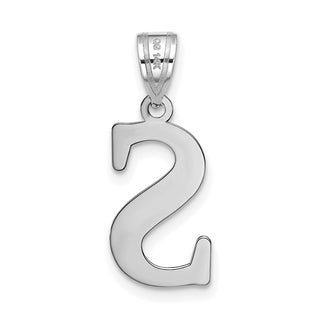 14k White Gold Polished Etched Letter S Initial Pendant