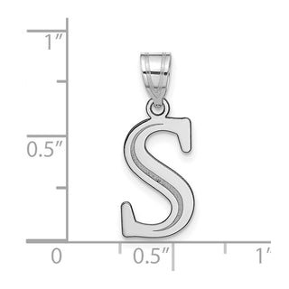 14k White Gold Polished Etched Letter S Initial Pendant