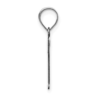 14k White Gold Polished Etched Letter T Initial Pendant