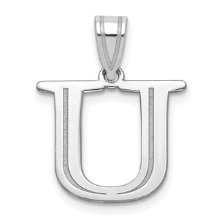 14k White Gold Polished Etched Letter U Initial Pendant