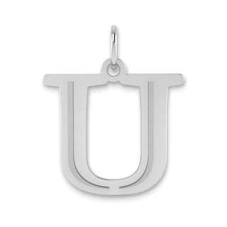 14k White Gold Polished Etched Letter U Initial Pendant