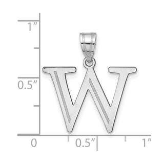 14k White Gold Polished Etched Letter W Initial Pendant