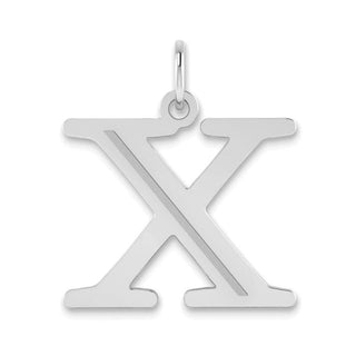 14k White Gold Polished Etched Letter X Initial Pendant