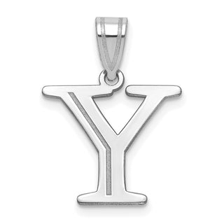 14k White Gold Polished Etched Letter Y Initial Pendant