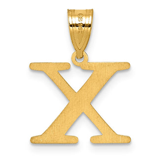14k Yellow Gold Polished Etched Letter X Initial Pendant