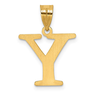 14k Yellow Gold Polished Etched Letter Y Initial Pendant