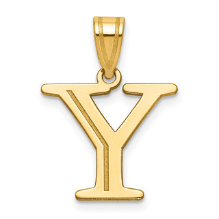 14k Yellow Gold Polished Etched Letter Y Initial Pendant