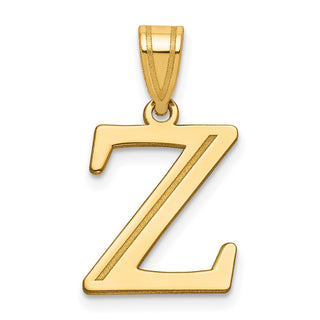 14k Yellow Gold Polished Etched Letter Z Initial Pendant