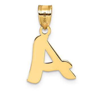14k Yellow Gold Polished Script Letter A Initial Pendant