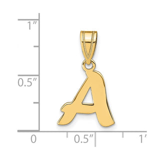 14k Yellow Gold Polished Script Letter A Initial Pendant