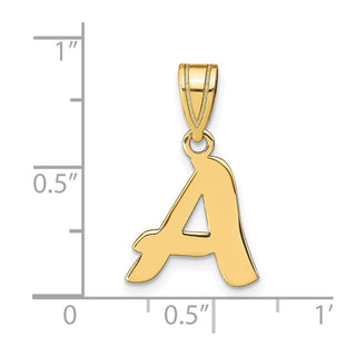 14k Yellow Gold Polished Script Letter A Initial Pendant