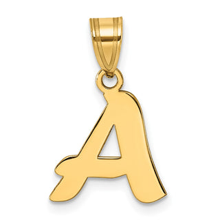 14k Yellow Gold Polished Script Letter A Initial Pendant