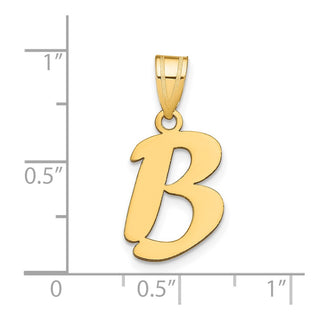 14k Yellow Gold Polished Script Letter B Initial Pendant