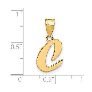14k Yellow Gold Polished Script Letter C Initial Pendant