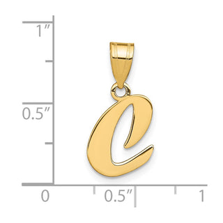 14k Yellow Gold Polished Script Letter C Initial Pendant