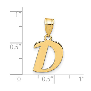 14k Yellow Gold Polished Script Letter D Initial Pendant