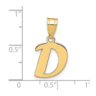 14k Yellow Gold Polished Script Letter D Initial Pendant