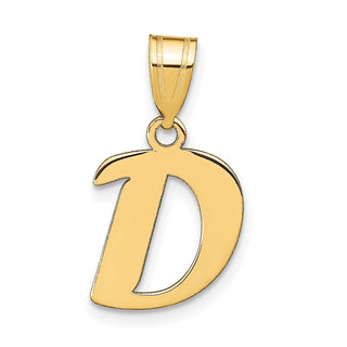 14k Yellow Gold Polished Script Letter D Initial Pendant