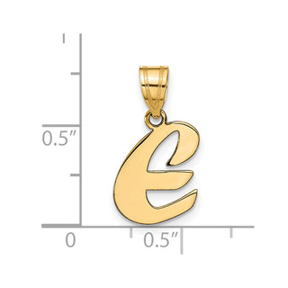 14k Yellow Gold Polished Script Letter E Initial Pendant