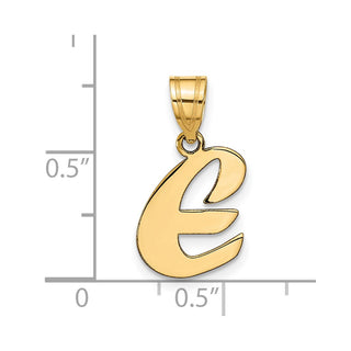 14k Yellow Gold Polished Script Letter E Initial Pendant