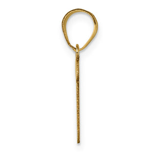14k Yellow Gold Polished Script Letter F Initial Pendant