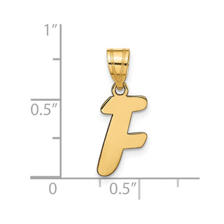 14k Yellow Gold Polished Script Letter F Initial Pendant