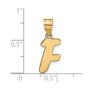 14k Yellow Gold Polished Script Letter F Initial Pendant