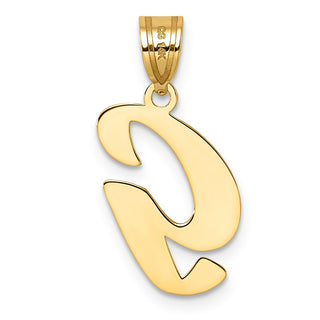 14k Yellow Gold Polished Script Letter G Initial Pendant