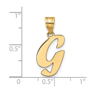 14k Yellow Gold Polished Script Letter G Initial Pendant