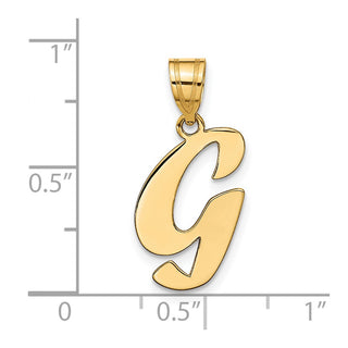 14k Yellow Gold Polished Script Letter G Initial Pendant