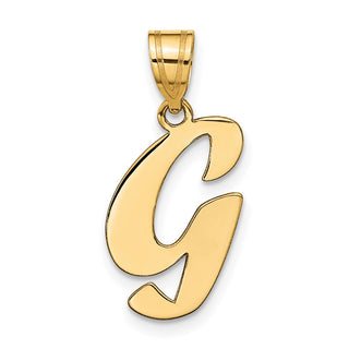 14k Yellow Gold Polished Script Letter G Initial Pendant