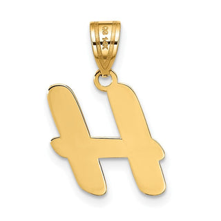 14k Yellow Gold Polished Script Letter H Initial Pendant