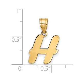 14k Yellow Gold Polished Script Letter H Initial Pendant