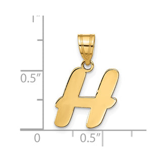 14k Yellow Gold Polished Script Letter H Initial Pendant