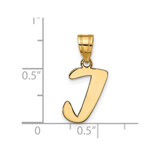 14k Yellow Gold Polished Script Letter I Initial Pendant