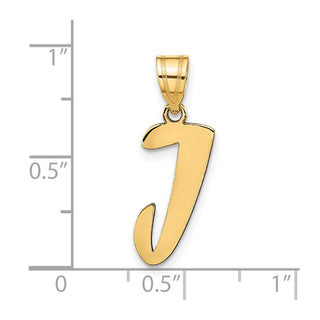 14k Yellow Gold Polished Script Letter J Initial Pendant