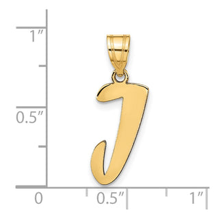 14k Yellow Gold Polished Script Letter J Initial Pendant
